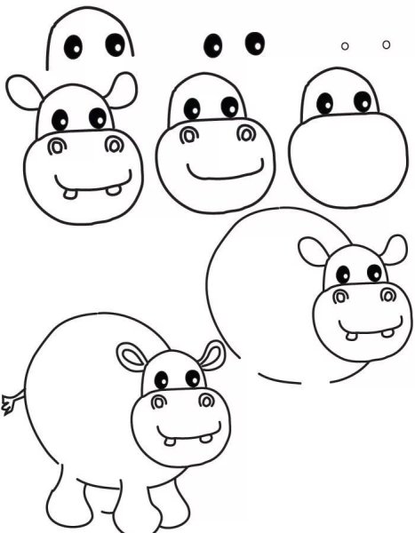 Бегемот рисунок карандашом для детей