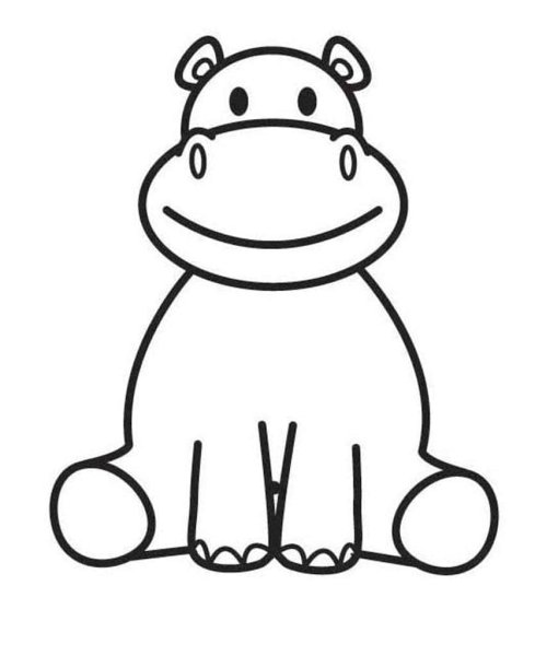 Бегемот рисунок карандашом