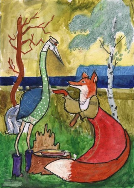 Сказки "лиса и журавль"