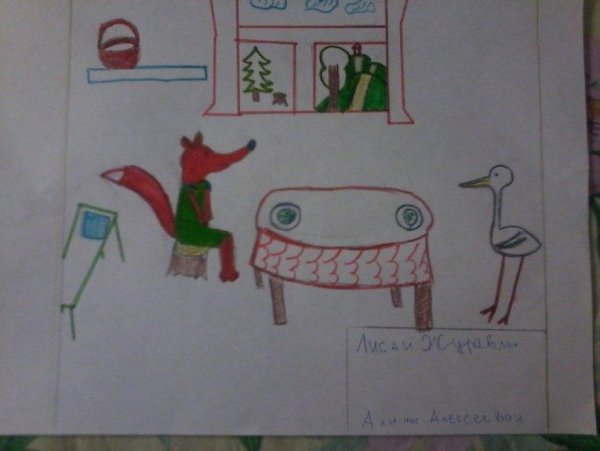 Народная сказка лиса и журавль