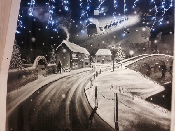 Снеговик на окно