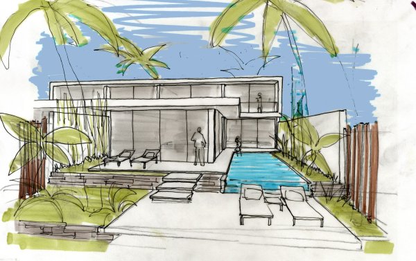 Современный дом рисунок