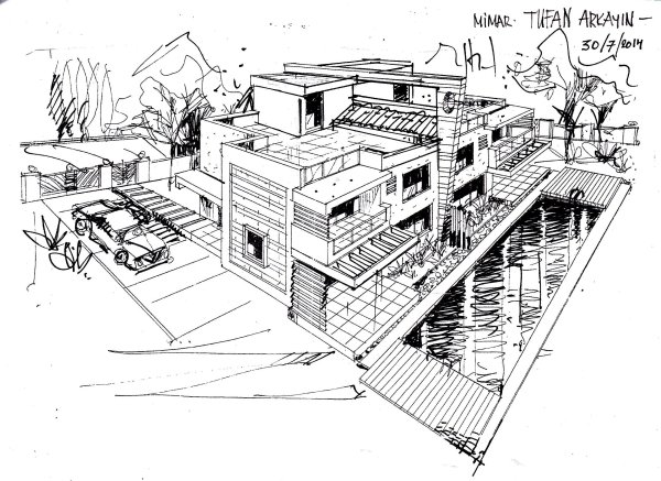 Вилла архитектурный набросок