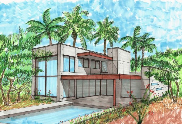 Нарисовать современный дом