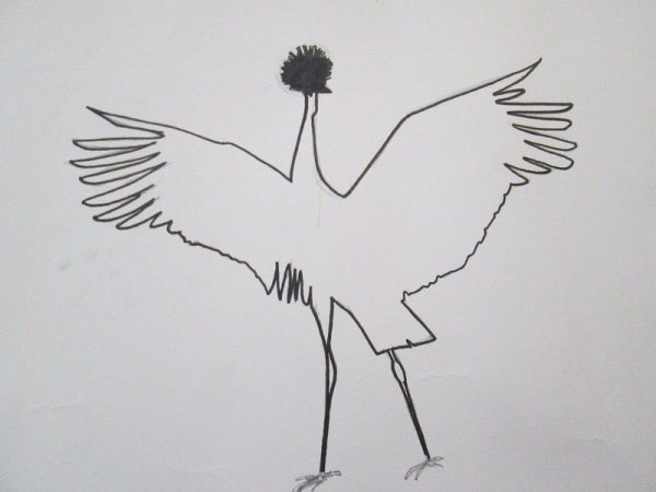 Журавль рисунок детский