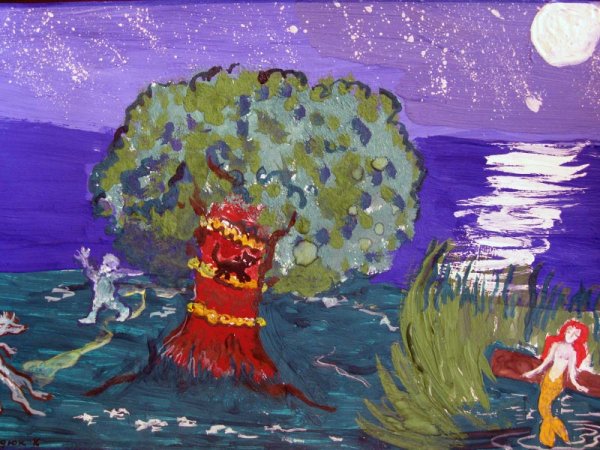 Иллюстрация к сказке Руслан и Людмила у Лукоморья дуб зеленый