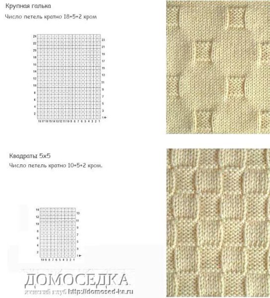 Узоры спицами для толстой пряжи из лицевых и изнаночных петель