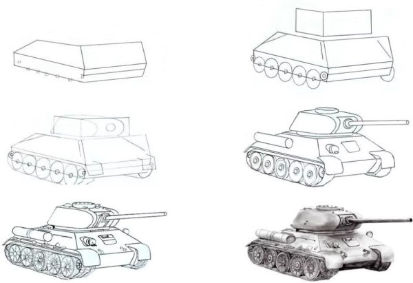 Танк спереди рисуем