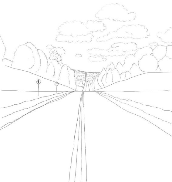 Дорога рисунок карандашом
