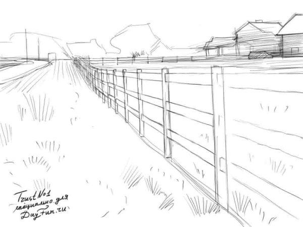 Забор рисунок карандашом