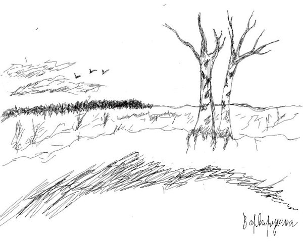 Степь акварель