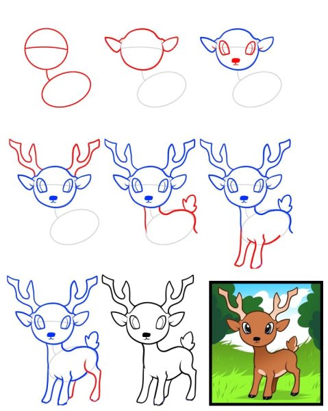 Детский фломастерами олень