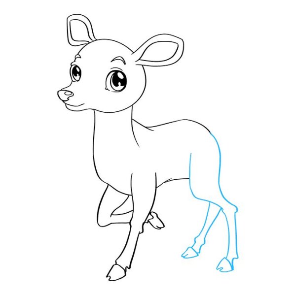 Контур сбоку фигуры косули оленя
