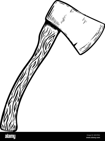 Топор рисунок черно белый