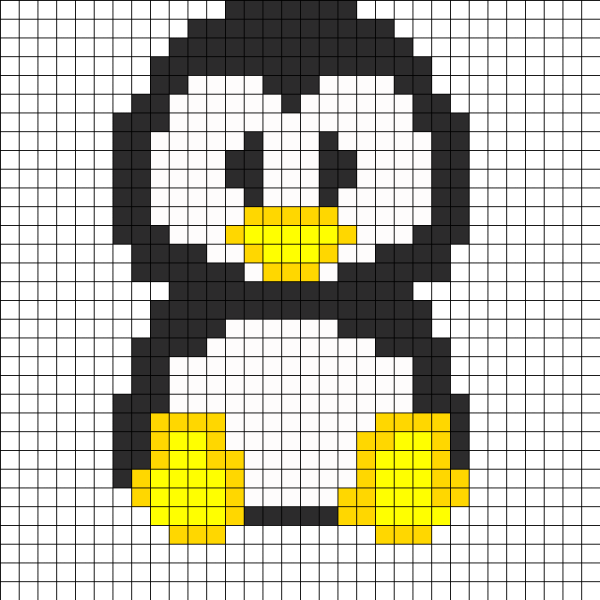 Пингвин рисование по клеткам