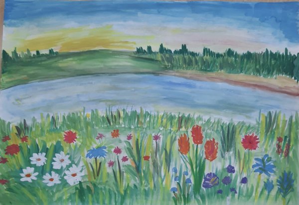 Нарисовать луг