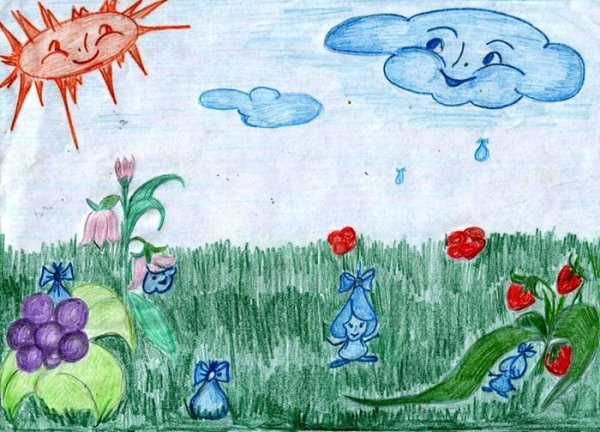 Рисование в детском саду на лугу