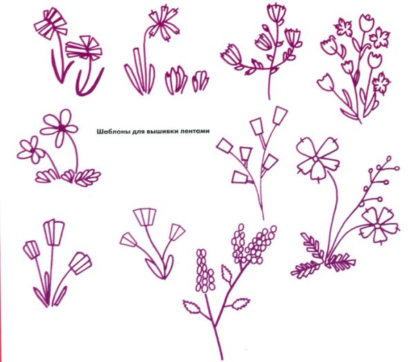 Вышивка лентами для начинающих схемы