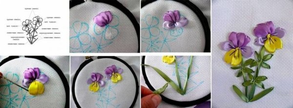Ленточная вышивка для начинающих