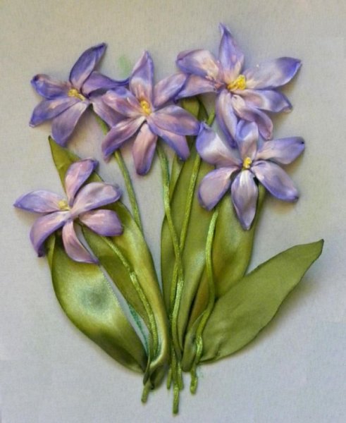 Вышивка лентами несложная