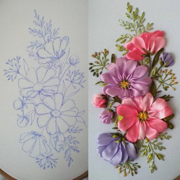 Эскизы для вышивки лентами