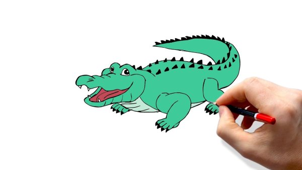 Крокодил красками для детей