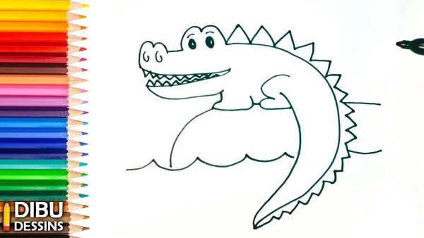 Крокодил раскраска для детей легкая