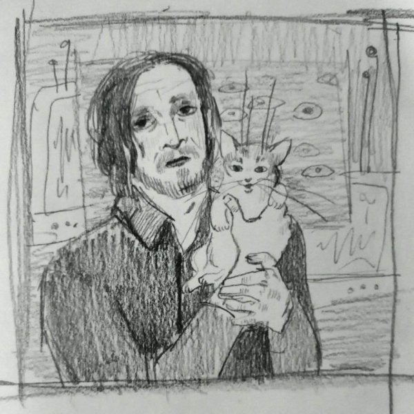 Егор Летов с котом арт