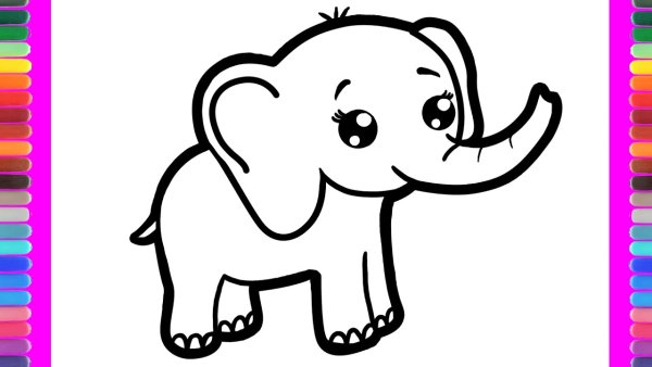 Легкий рисунок слона для детей