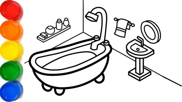 Ванная комната рисунок чб