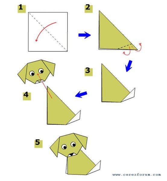 Оригами собака пошаговая инструкция для детей