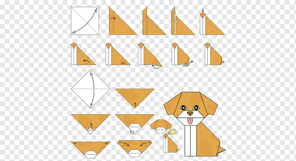 Оригами собака из бумаги для детей
