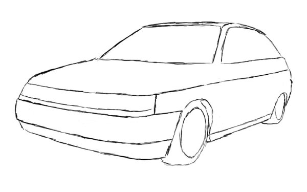 Нарисовать ВАЗ 2112 купе сбоку