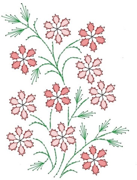 Цветы тамбурным швом