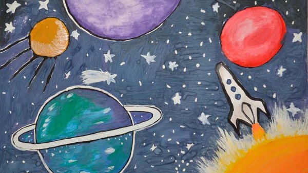 Рисунок космос карандашом красивый