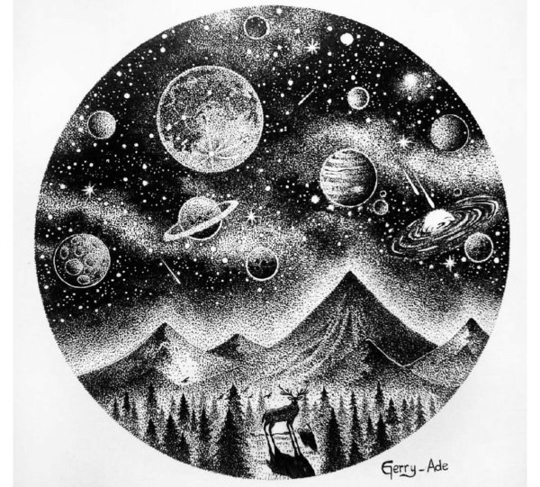 Космос красками для детей