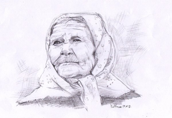 Портрет бабушки карандашом
