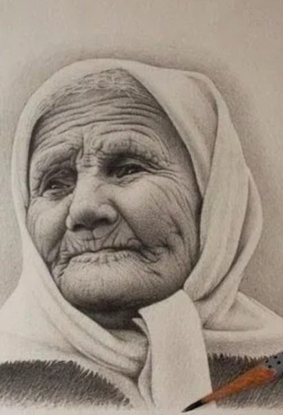 Портрет бабушки карандашом