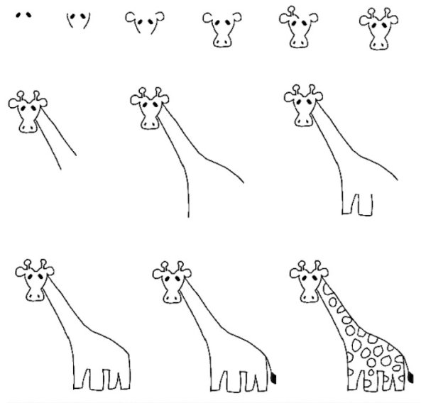 Жираф карандашом