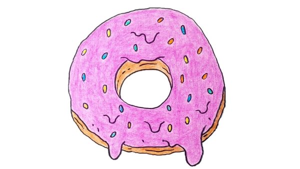 Рисунок пончика для срисовки карандашом