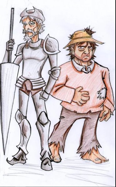 Рисунок Дон Кихота и Санчо Панса легкий