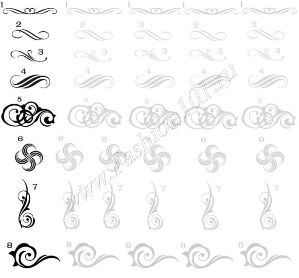 Нарисовать вензеля на ногтях