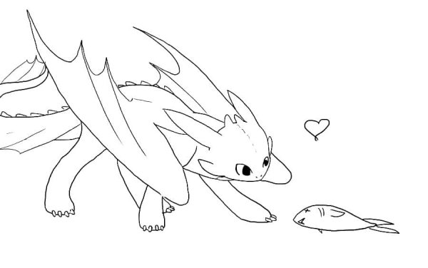 Раскраска Беззубик ночная фурия с детьми