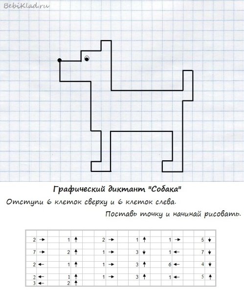 Графический диктант для дошкольников собака