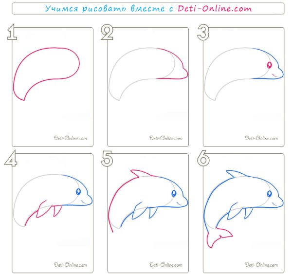 Легкий рисунок дельфина