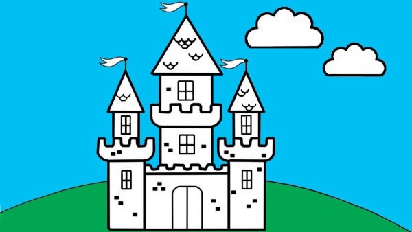 Замок раскраска для детей