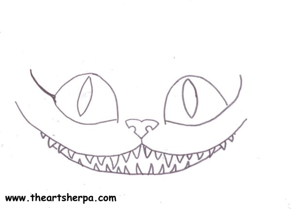 Чеширский кот нарисовать поэтапно