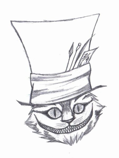 Чеширский кот из Алисы в стране чудес карандашом