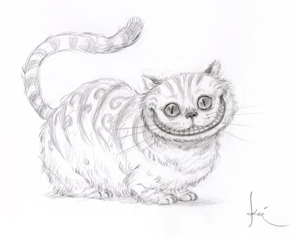 Кот из Алисы в стране чудес рисунок карандашом