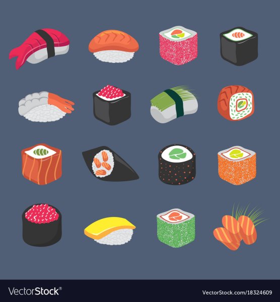 Роллы в мультяшном стиле